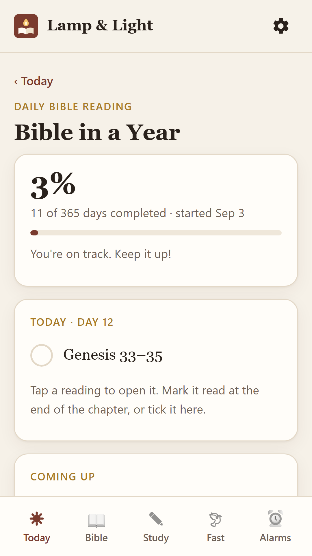 Bible in a Year reading plan progress